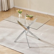 Glass rectangular dining table - rectangular,