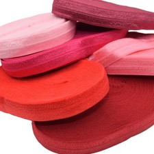 Fold Over Elastic 15mm Quality Soft Shiny, Lingerie, Bra Making, Pinks, 2m