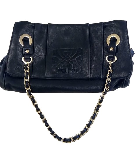 Biba black leather handbag - black,