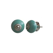 Round Dark Green Crackle Glaze