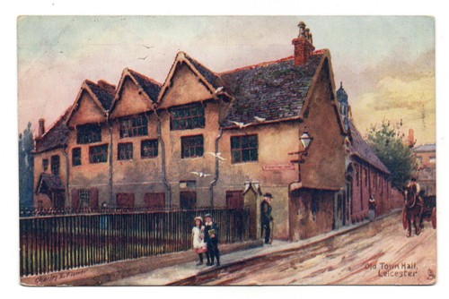 Antique postcard leicester - leicester, old
