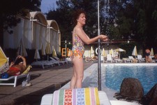 35mm Slide - Woman Standing Under Swimming Pool Shower, 1989