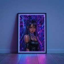 Cyberpunk Anime Girl Poster