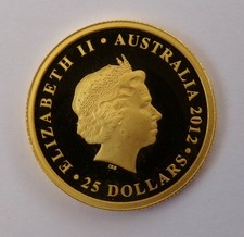 Australia.  25 dollars proof gold sovereign coin 2012