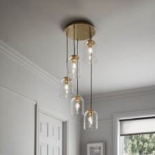 Ceiling Light 5 Lamp Pendant Cascading Chandelier Brass Effect Modern E14 28W