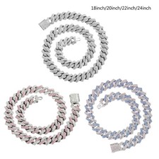 Hip Hop Full Iced Outs Diamonds Cuban Chain Necklace Fashion Jewelry Accessory