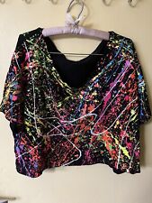Cyberdog Neon Paint Splatter UV Jersey Crop Top Size L