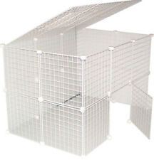 WHITE RABBIT BUNNY LARGE INDOOR RUN PLAY PEN CAGE METAL GRID CUBE NEW UK