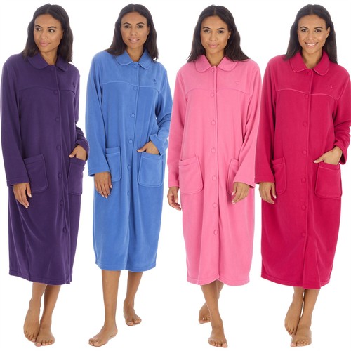 Ladies button housecoat robe - button,