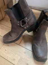 Mens Rockwood Brown Leather Biker Boots Square Toe Ankle Harness UK 9 EUR 43