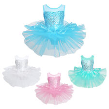 UK Kids Girls Jumpsuit Ballet Dress Sparkly Leotard Gymnastics Bodysuit Dance