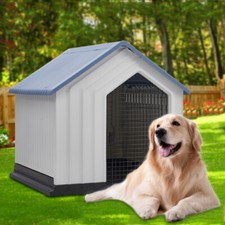 XL Plastic Dog Kennel Pet House Weatherproof Indoor Outdoor Animal Shelter +Door
