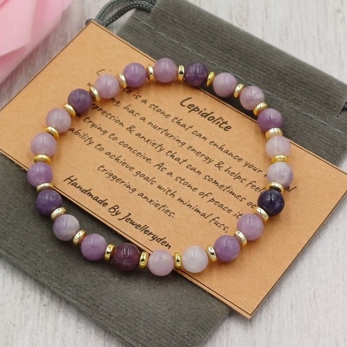 Lepidolite bracelet stretch - bracelet,