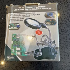 2.5 7.5 10X LED Light Helping Hands Magnifier Soldering Station Magnifying Glass