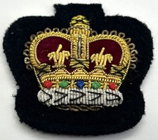 British Military Staff Sergeant Crown Gold Wire Black No.1 Uniform Rank Patch