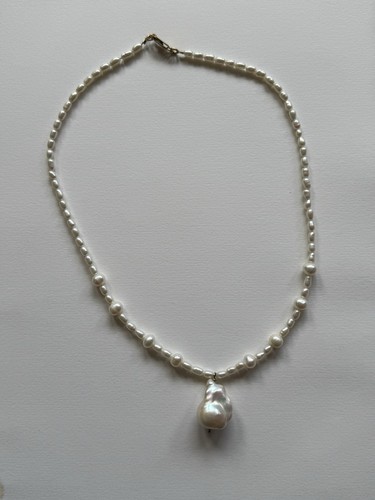 Baroque pearl necklace unisex - baroque,