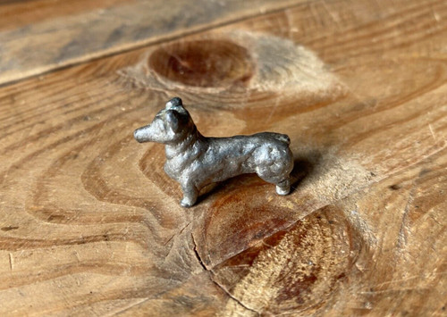 Vintage miniature pewter dog - vintage,