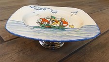 Art Deco Style Galleon Ship Cake Stand - Coronet Ware Parrot and Company England