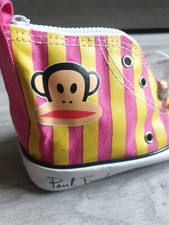Paul Frank Yellow Pink Striped Baseball Boot Pencil Case With Laces Hightop 