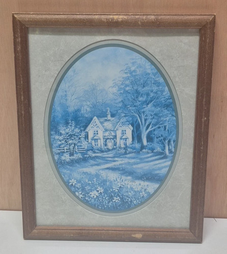 Vintage framed blue - framed, cottage