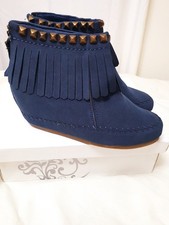 Dark Navy Blue Ankle Boots 6