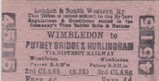 LSWR Railway Ticket WIMBLEDON 4515