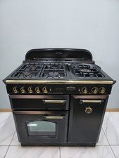 GAS RANGEMASTER CLASSIC 90CM RANGE COOKER IN BLACK AND BRASS. Ref--ED271