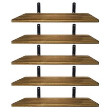 5 x Wooden Floating Shelves Wall Mounted Display Storage Hold Rustic Industrial