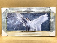 Angel Picture Liquid Art Wings Horse Wall Hung Mirror Frame Glitter 85x45 cm