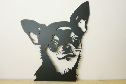 Chihuahua head metal face wall - chihuahua,
