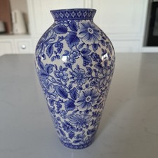 Vintage Porcelain Vase, Past Times Vase, Blue And White Vase