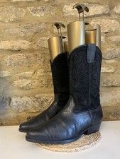 Joe Sanchez Mens Suede Leather Black Cowboy Boots UK 9 EU 43 Mid Calf Western