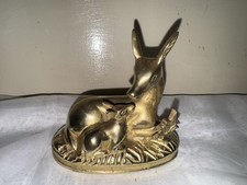Vintage Brass Female Doe Deer with Fawn Ornament