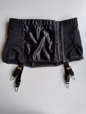 What Katie Did black waist cincher corset waspie detachable suspenders size 12