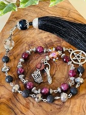 Crone witch owl rosary black - witch,