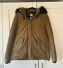 Zara Woman Khaki Green Waterproof Puffa Jacket Size S