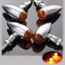 4X Chrome Bullet Motorcycle Turn Signal Blinker Lights Amber For Harley Davidson