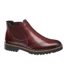 5th Avenue Ladies Burgundy Leather Brogue Detail Chelsea Boots Size EU 36 UK 3