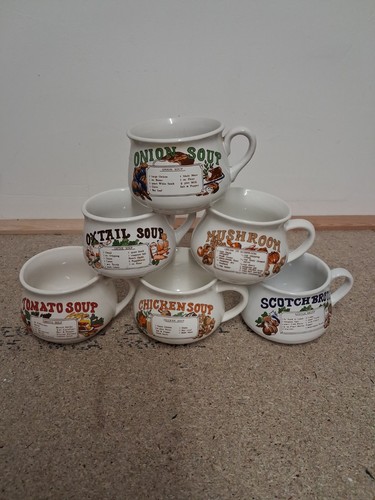 Vintage soup recipe mugs cups - vintage,