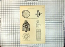 Old Lighthouse Parabolic Reflector Diagrams Lanterns Lenses C1890'S 241G 19th