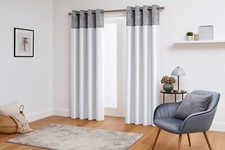 Curtains Crushed Velvet Top With Faux Silk Base - Eyelet Ring Top - Fully Lined