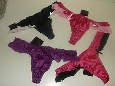 Bnwt La Senza 8 10 12 14 16 18 Satin Thong in Pink, Purple or Black & Peach