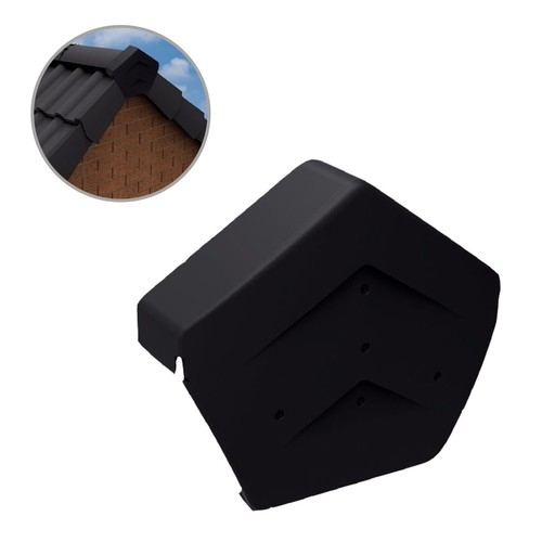 Black angled ridge end - black,