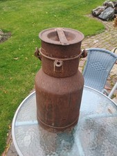 Vintage old rusty steel milk churn 15" high