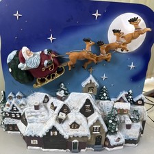 Premier Fibre Optic Santa Reindeer Light Up, Moving Musical Scene Wall Mountable