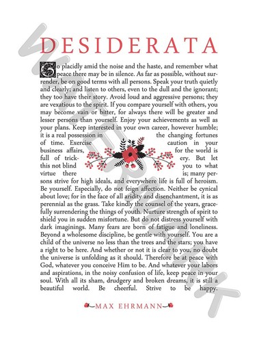 Quote desiderata floral - quote,
