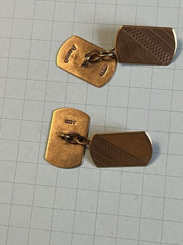 Vintage 9ct gold - gold, cufflinks