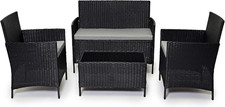 Elegant Black Rattan 4-Seater