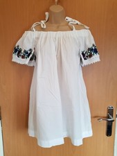 TOPSHOP Floral Embroidery Off Shoulder Strappy MINI DRESS UK 10 Elastic Stretch