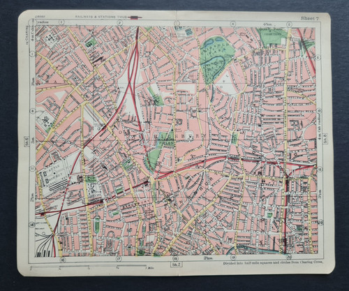 Antique 1900 map london - -,